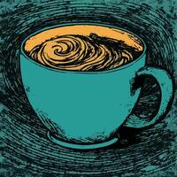 caprichoso café taza en arenoso fondo. artístico generativo ai ilustración con un toque de alegría. ideal para alimento, bebida, y inspirado en un café diseños foto