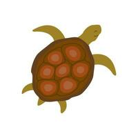 Turtle swims slowly. Colorful vector isolated hand drawn