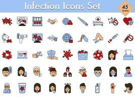 45 Colorful Set Of Infection Icons In Flat Style. vector