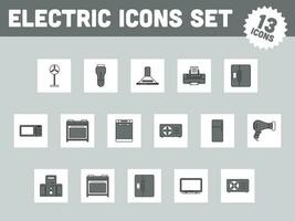 Grey And White Set Of Electronics Or Electronic Item Icons. vector