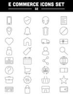 Black Line Art Set Of E-Commerce Icon Or Symbol. vector