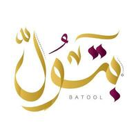 Vector Arabic Islamic typography of name text  Batool  an islamic Arabic name means A woman prays