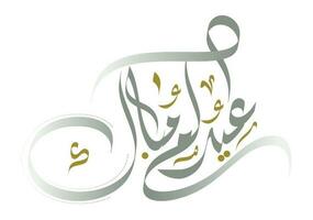 Eid Mubarak ,Eid Al Adha and Eid Al Fitr Happy holiday written in Arabic calligraphy for Islamic Celebrations Holiday. Translation Blessing Eid vector