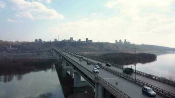 A road bridge over the river, taken from a quadrocopter. video