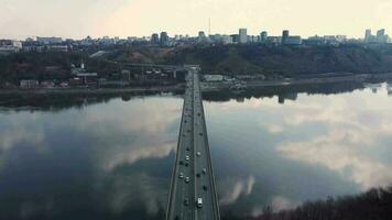 A road bridge over the river, taken from a quadrocopter. video