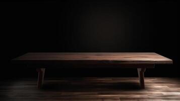 Dim wooden cleanse table for thing appear with blurrd living room. Creative resource, photo