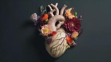 Human heart with makes, cherish and feeling concept. Creative resource, photo
