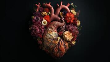 Human heart with makes, cherish and feeling concept. Creative resource, photo