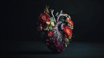 Human heart with develops, cherish and feeling concept. Creative resource, photo