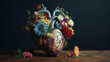 Human heart with makes, cherish and feeling concept. Creative resource, photo