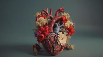 Human heart with makes, cherish and feeling concept. Creative resource, photo