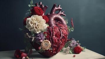 Human heart with makes, cherish and feeling concept. Creative resource, photo