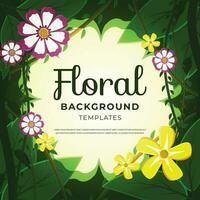 MobileFloral background template for greeting card, social media post, and poster. Vector Illustration