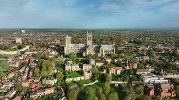 Lincoln stad en kathedraal uk antenne visie in de middag video