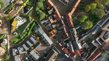 Lincoln stad straten en daken in Engeland vogel oog visie video