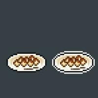 topioca ball with nut sauce in pixel art style vector