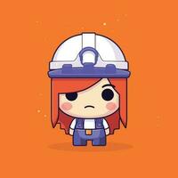 Cute kawaii engineer labor chibi mascot vector cartoon styleCute kawaii engineer labor chibi mascot vector cartoon style