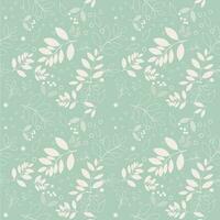 Vector background seamless pattern of leaves and flowers on green background.wrapping paper design.Vector illustration.