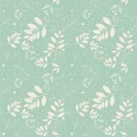 Vector background seamless pattern of leaves and flowers on green background.wrapping paper design.Vector illustration.