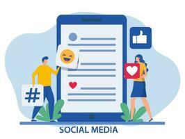 Social media marketing concept,Young People  Using Smartphone. Social Networks, Sending E-mail and Phones Texting. social media icon banner vector