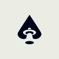 Ufo spade logo. This logo can be used in one flat color without losing its original impact. This logo is used for casinos, invasions, intelligence, and space projects. vector