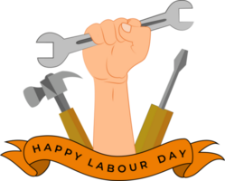 hand holding wrench. hammer and screwdriver icon. labor day background illustration. craftsman. laborer. mechanic png