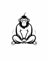 Sitting monkey with hairlick vector