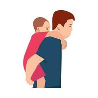 Father and son. Dad carrying his son on his shoulders,Father's Day celebration. vector