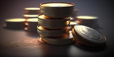 The stacks of coins with AI generated. photo