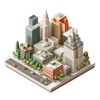 metropolis, many tall buildings, every building has a different height . png