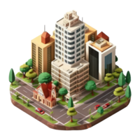 metropolis, many tall buildings, every building has a different height . png