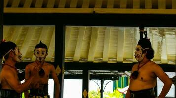 Yogyakarta, Indonesia on October 2022. Puppet people at the Yogyakarta Palace, the performance shown is about the play of the characters Petruk, Semar, and Gareng. photo