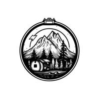 Reach new heights with our stunning mountain logo design. This majestic illustration is perfect for outdoor and adventure-related brands. vector