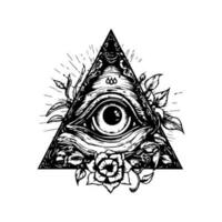 Eye in triangle illustration is a symbol of mystery and intrigue, perfect for those looking to add a touch of mysticism to their designs. vector