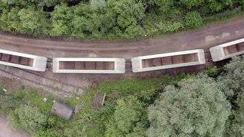 Bird's Eye View of Freight Train and Cargo Hoppers video