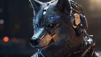 wolf warrior cybernetic enchantment, digital art illustration, photo