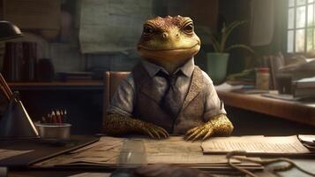 newt secretary, digital art illustration, photo