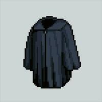 pixel art graduation.Graduation gown for university and school pixelated design for logo, web, mobile app, badges and patches. Video game sprite. 8-bit. Isolated vector illustration.