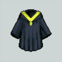 pixel art graduation.Graduation gown for university and school pixelated design for logo, web, mobile app, badges and patches. Video game sprite. 8-bit. Isolated vector illustration.