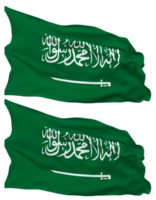 ksa, reino do saudita arábia bandeira ondas isolado dentro avião e colisão textura, com transparente fundo, 3d Renderização png