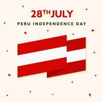 28th July, Peru Independence Day Concept With Peruvian Flag And Confetti On Light Pink Background. vector