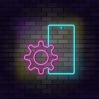 Mobile phone service icon brick wall and dark background. vector