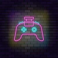 Controller device game icon brick wall and dark background. vector