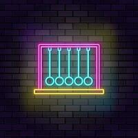 Newton pendulum physics icon brick wall and dark background. vector