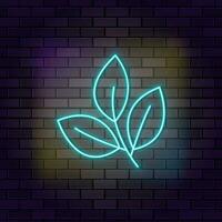 Bio leaves nature icon brick wall and dark background. vector