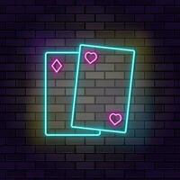 Card casino game icon brick wall and dark background. vector