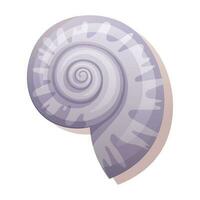 Spiral seashell on a white background. Mollusk vector illustration. Suitable for decor, stickers, prints. Beach,sea illustration