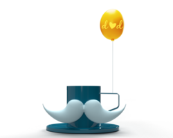 bigode branco cor café copo azul verde gradiente cor balão Papai texto Fonte símbolo decoração placa pai dia feliz masculino homem □ Gentil feriado relação retro palavra presente evento caneca diversão.3d render png