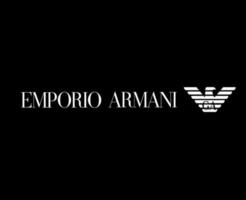 Emporio Armani Logo Brand Clothes Symbol White Design Fashion Vector Illustration With Black Background