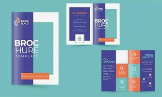 Double-Side Of Bi-Fold Brochure Template Design For Publishing. vector